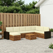 Set di divani da esterno con cuscino 9 pcs Naturale e Crema