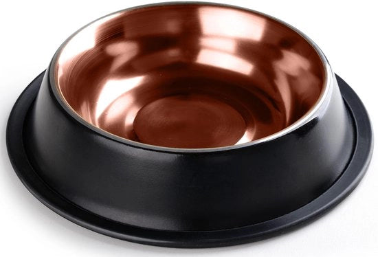 Set di due vaschetti alimentari in alluminio per cani e gatti da 0,4 l, vaschetti per cani, vaschetti per gatti, vaschetta per acqua - Set di due - Nero/Rosso scuro