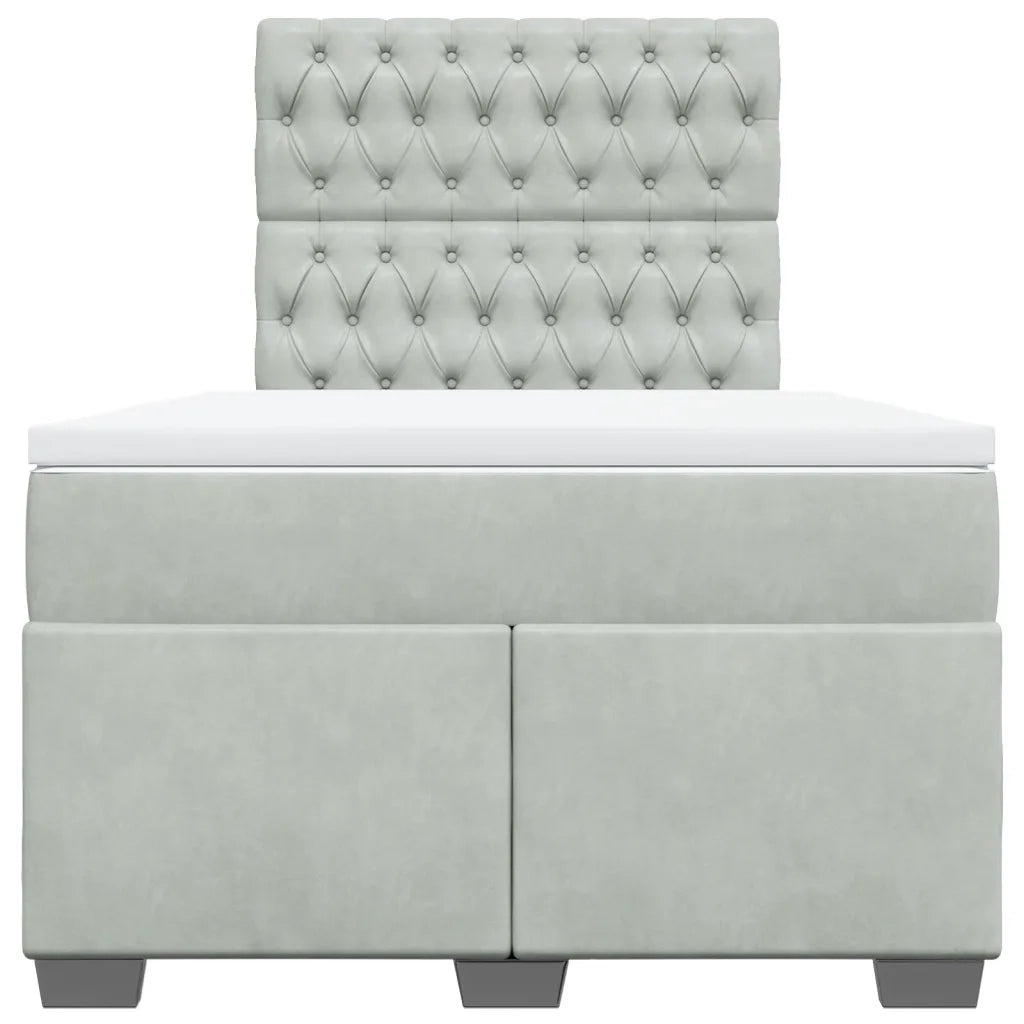 Giroletto a Molle con Materasso Grigio Chiaro 120x200cm Velluto