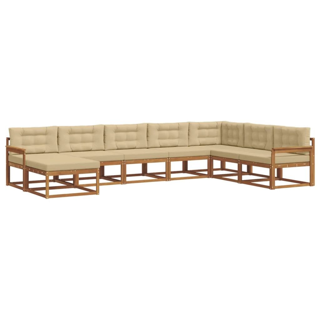 Set di divani da esterno con cuscino 8 pcs Naturale e Beige 3367991