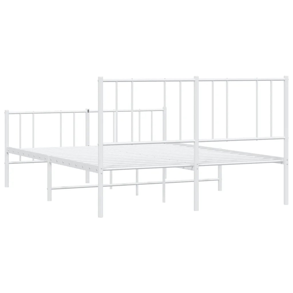Giroletto con Testiera e Pediera Metallo Bianco 160x200 cm 352550