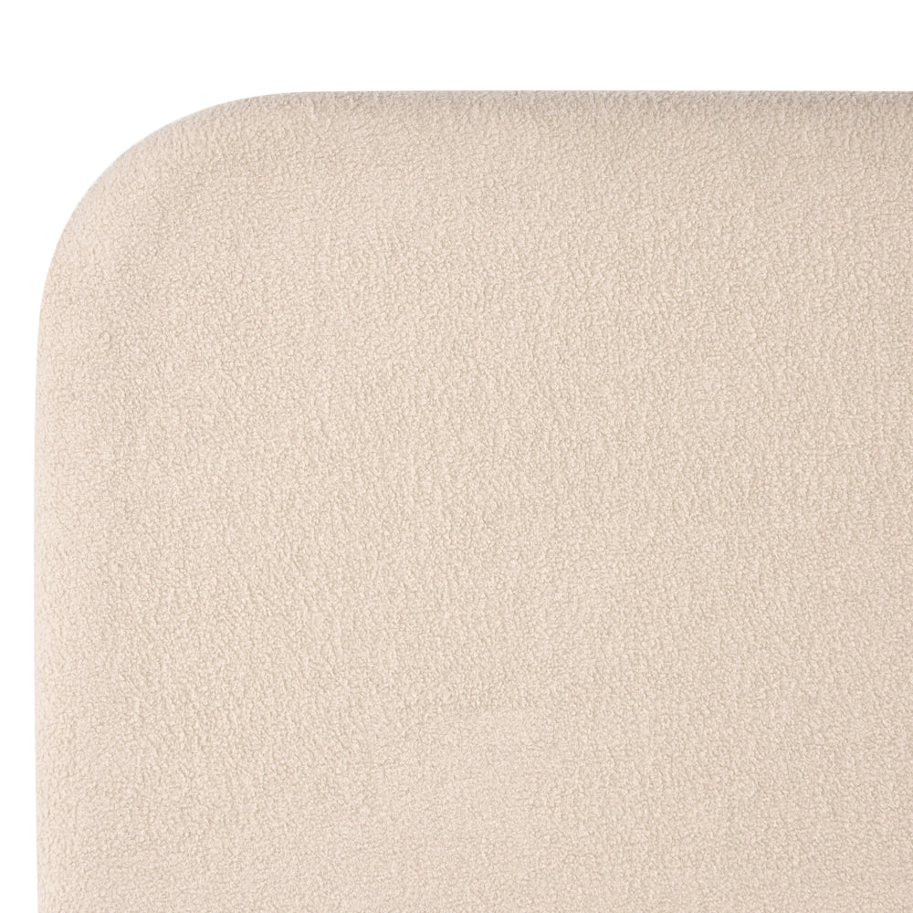 Letto beige bouclè tappezzeria doppia dimensione gambe dorate testiera con rete a doghe 120 x 200 cm design minimalista