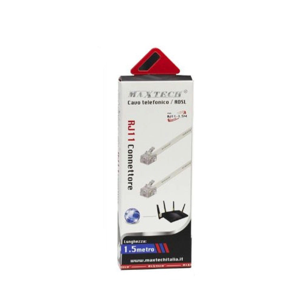 Trade Shop - Cavo Prolunga Telefonica Rj11 1.5 Mt Collegamento Telefonico Modem Maxtech Rj11-1.5m -