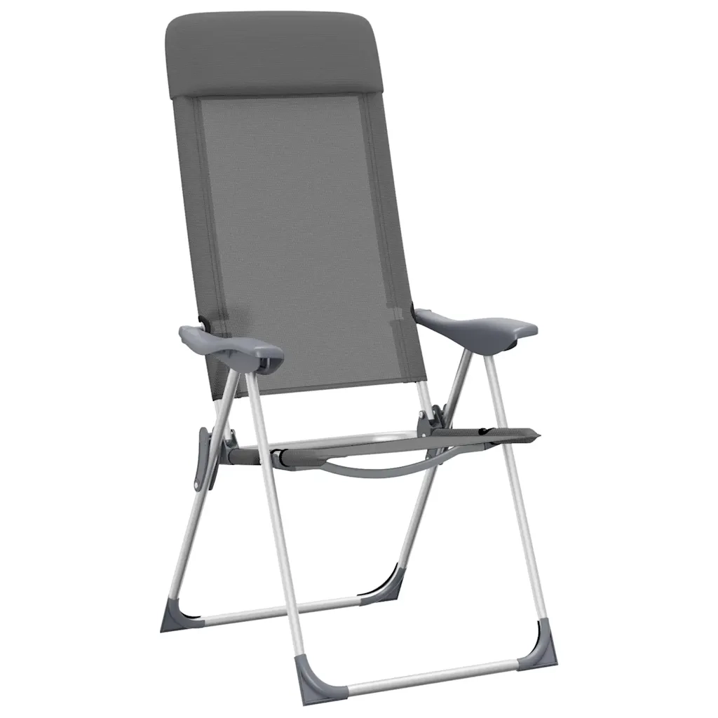 Sedie Pieghevoli da Campeggio 4 pz Grigio in Alluminio 44307