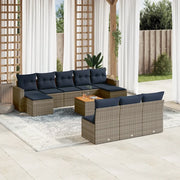 Set Divani da Giardino 11 pz con Cuscini Grigio in Polyrattan 3256663