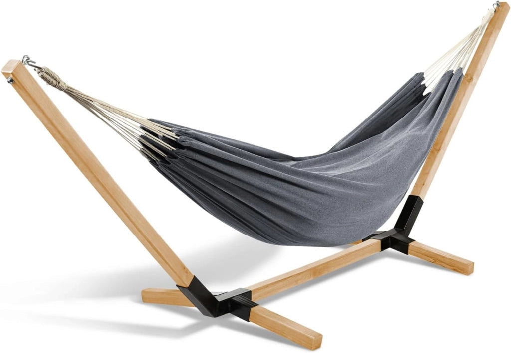 Amaca con supporto in legno e tela grigio antracite TAHITI