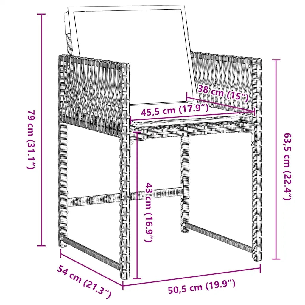 Set da Pranzo per Giardino 9 pcs Grigio chiaro polyrattan