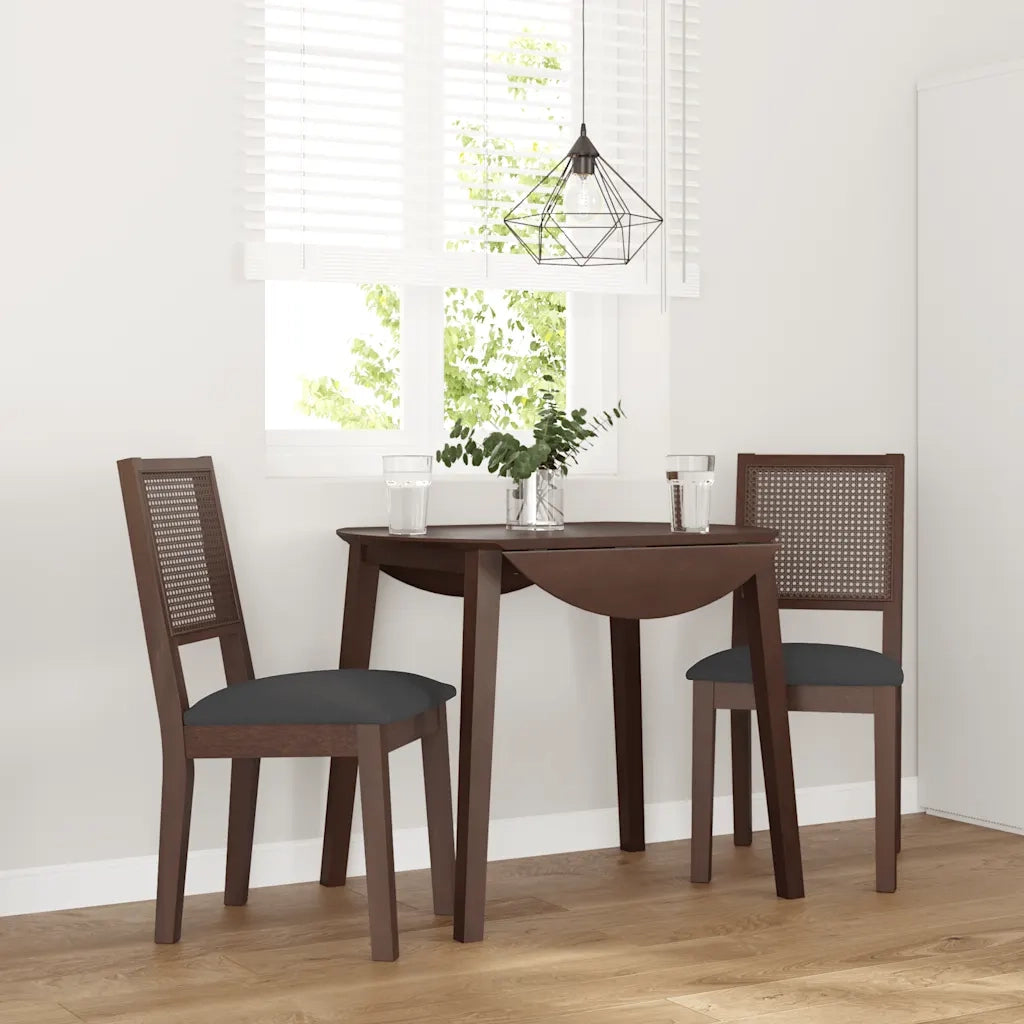 Sedie da Pranzo con Cuscini 2pz Marrone Legno Massello di Hevea 4102477