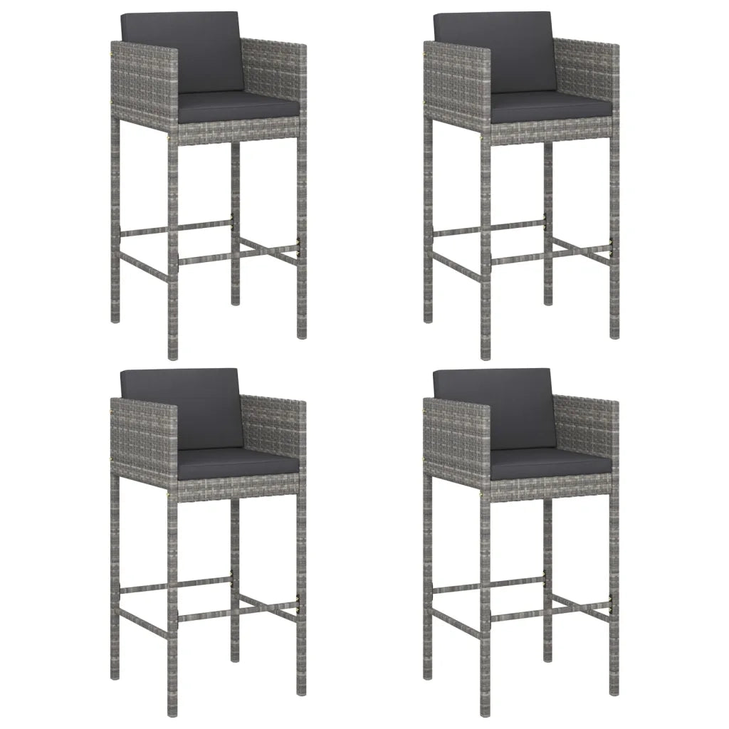 Sgabelli da Bar 4 pz con Cuscini Grigi in Polyrattancod mxl 94526