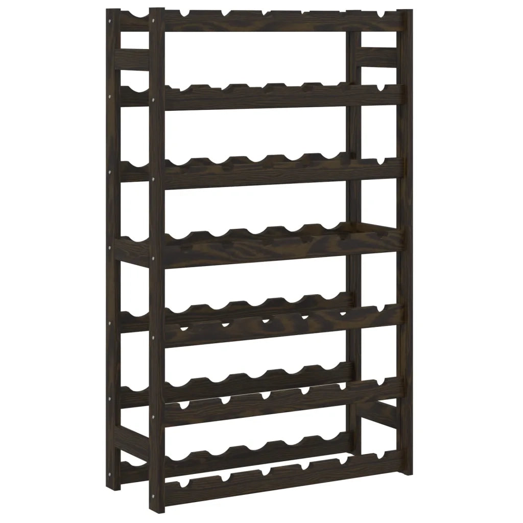 Portabottiglie per 42 Bottiglie Nero Legno Massello di Pinocod mxl 83905