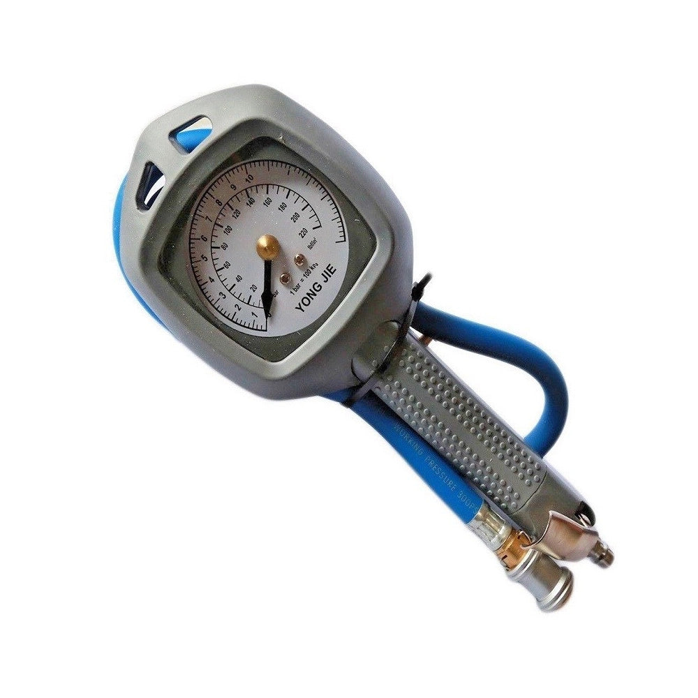 Trade Shop - Pistola Manometro Gonfiaggio Compressore 0-16 Bar 0-220 Psi Professionale -