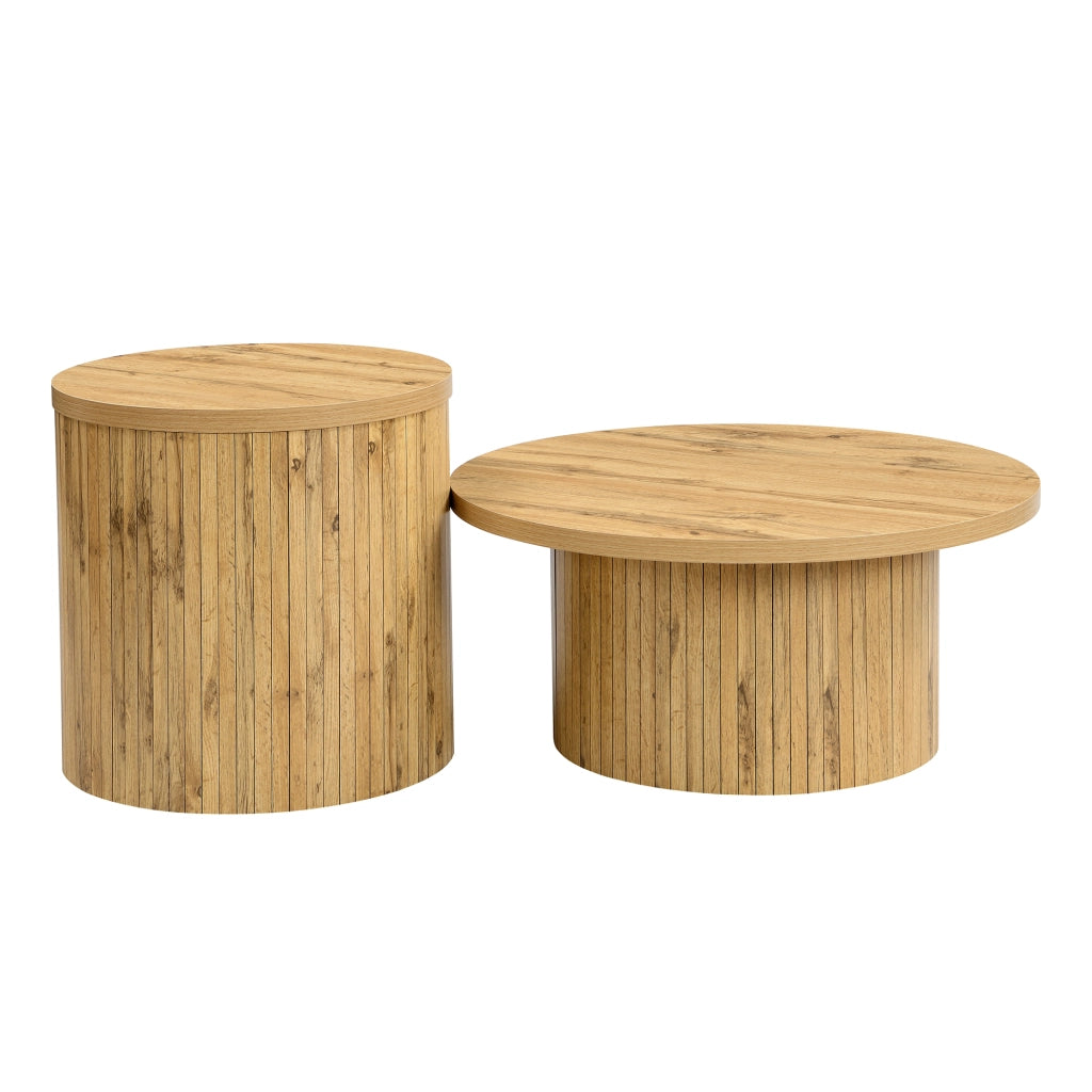 Tavolino da Salotto Rotondo con Ripiano in Legno ¨C Xylo ¨C Naturale