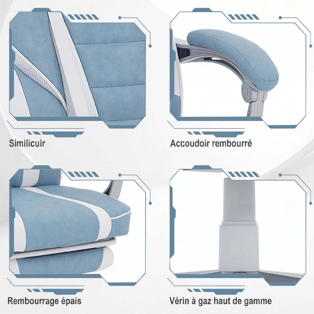 Sedia Gaming Ergonomica con Poggiapiedi ¨C Xylo ¨C Reclinabile Regolabile Blu 63x63x123cm