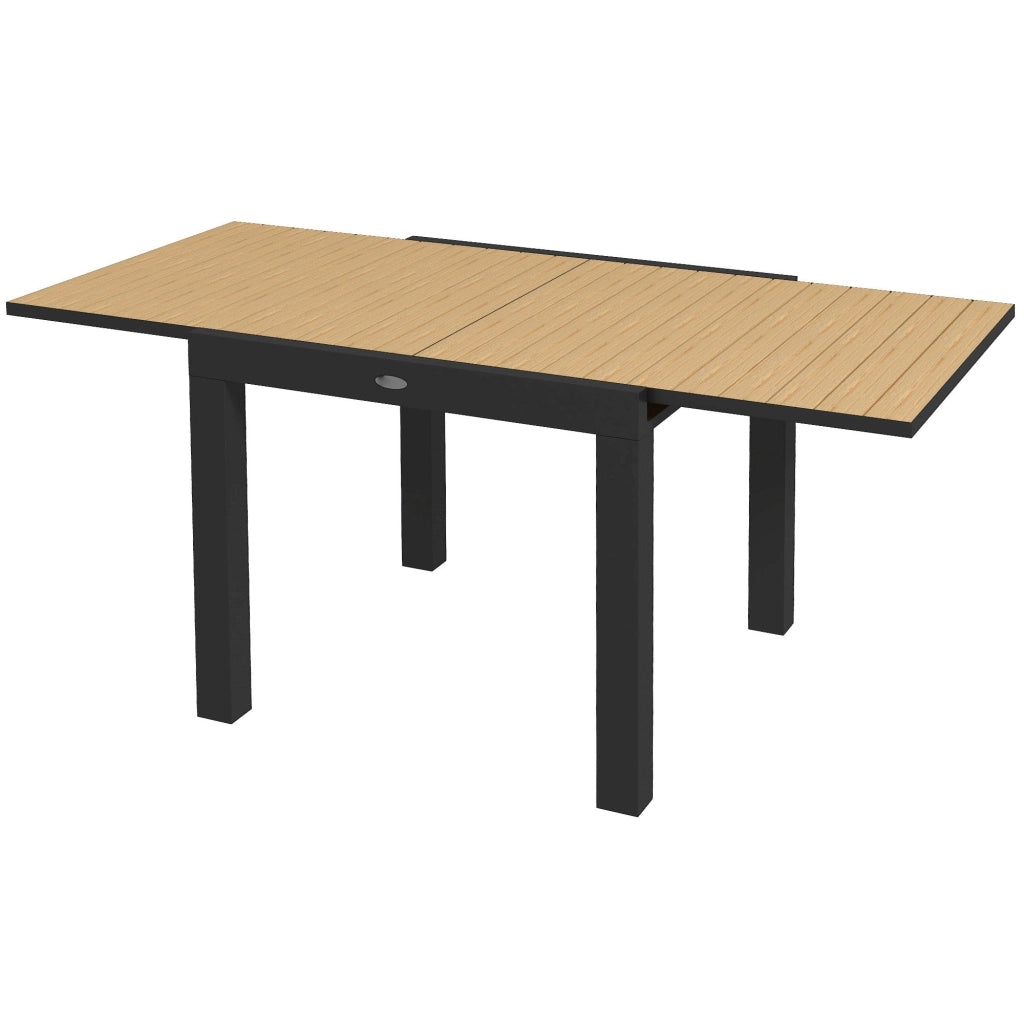 Tavolo da Giardino Allungabile per 4-6 Persone 81/162x80x75 cm in Alluminio con Piano a Doghe Giallo