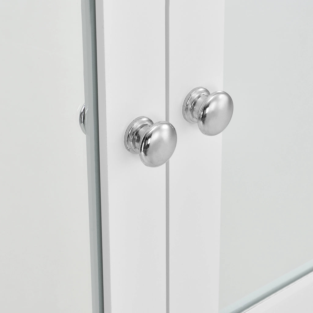 Armadietto Pensile da Bagno con Ante a Specchio e Scomparto Aperto - Bianco [en.casa]