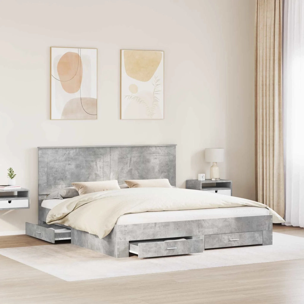 Struttura del letto con testiera Grigio cemento 200 x 200 cm