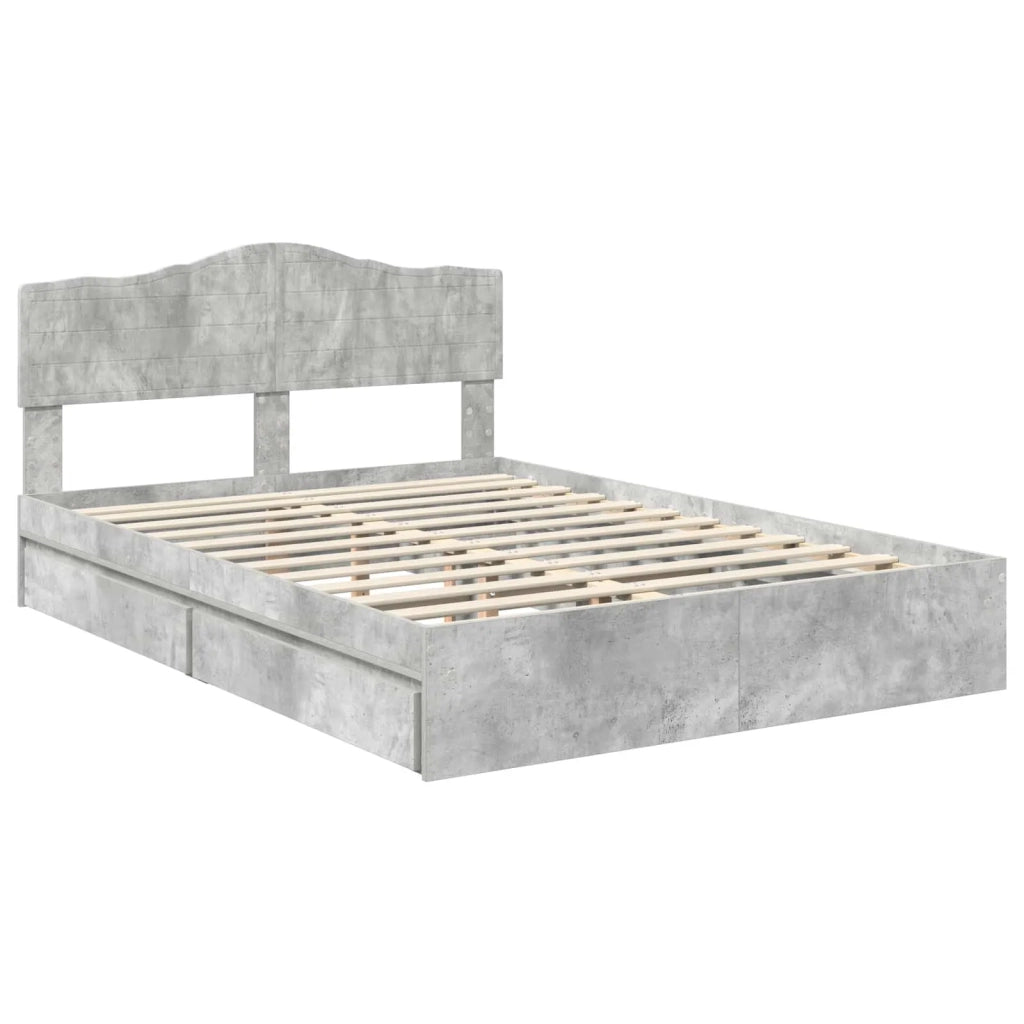 Letto con Contenitore con testiera Grigio cemento 150 x 200 cm