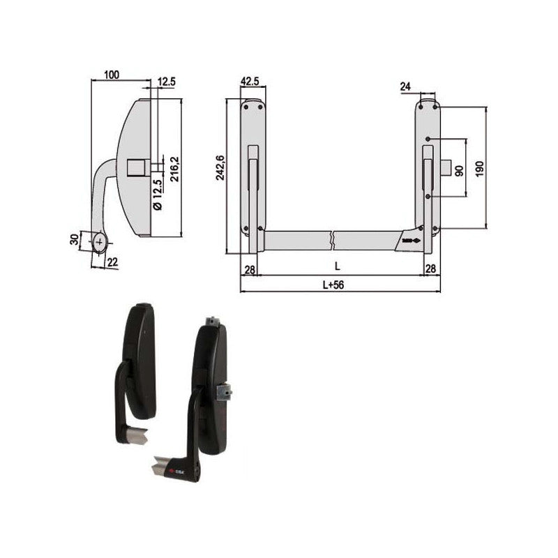 Maniglione Prestige Lat+Vert 59311-10-0 Cisa