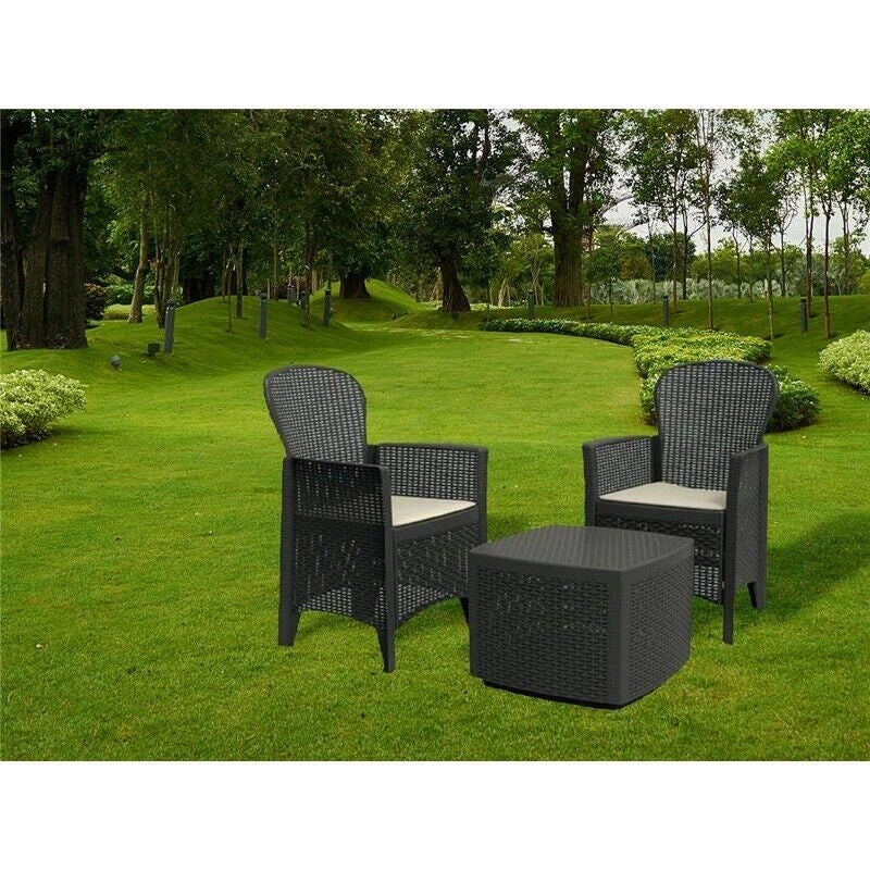MAURY'S SALOTTINO ALESSIA DA GIARDINO CON CUSCINI 3 PZ ANTRACITE