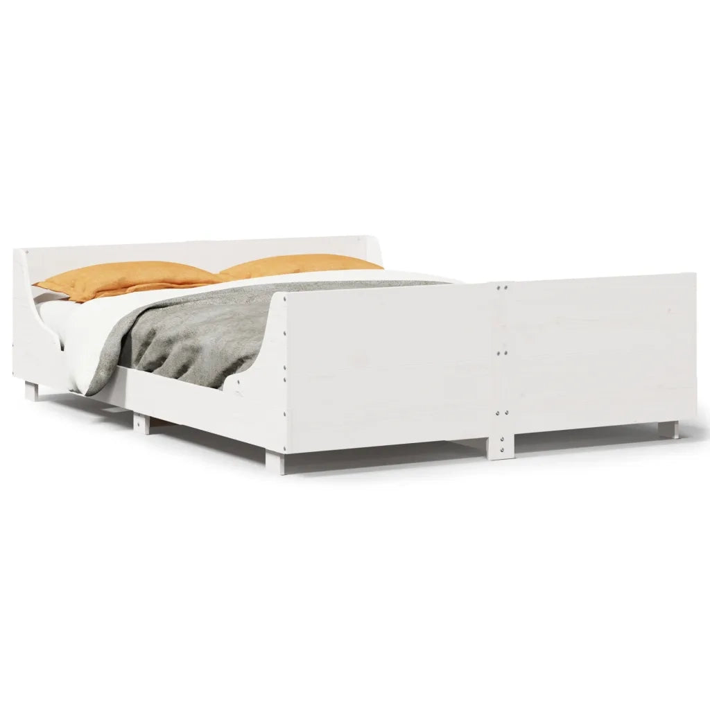 Letto senza Materasso Bianco 135x190 cm Legno Massello di Pino 3302289
