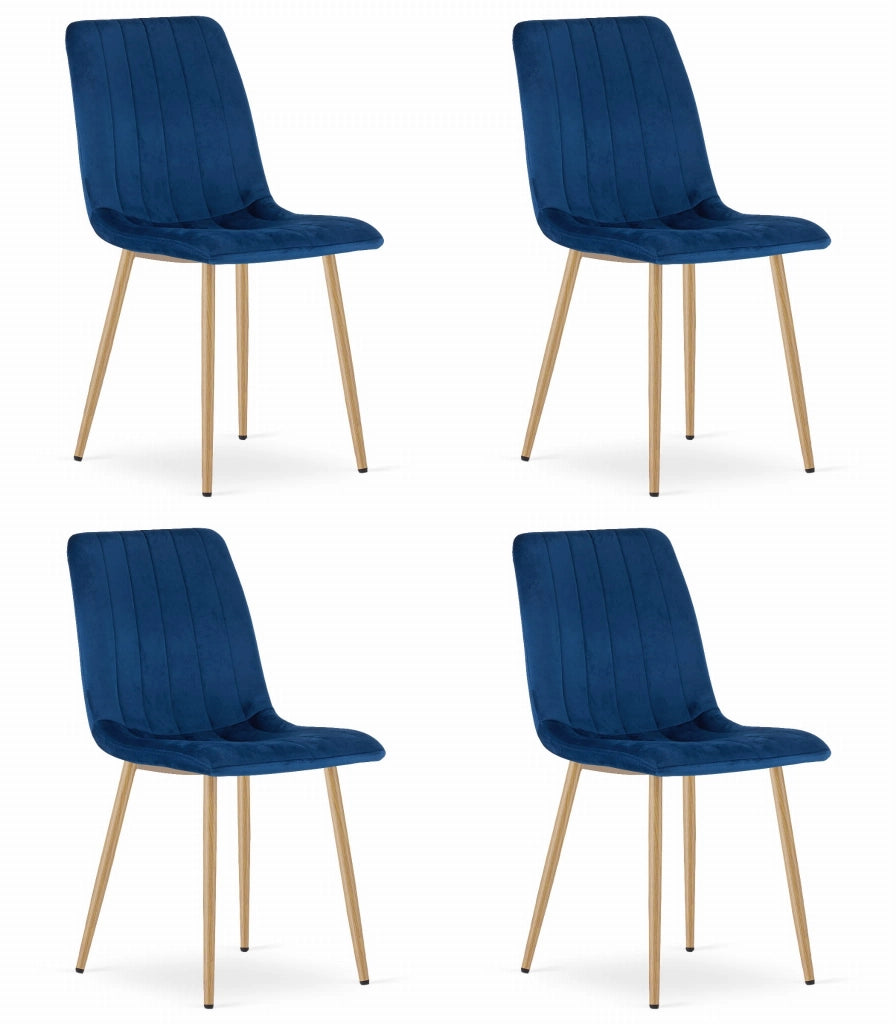 Sedia VALORA JEWA - Velluto blu navy con gambe color legno x 4