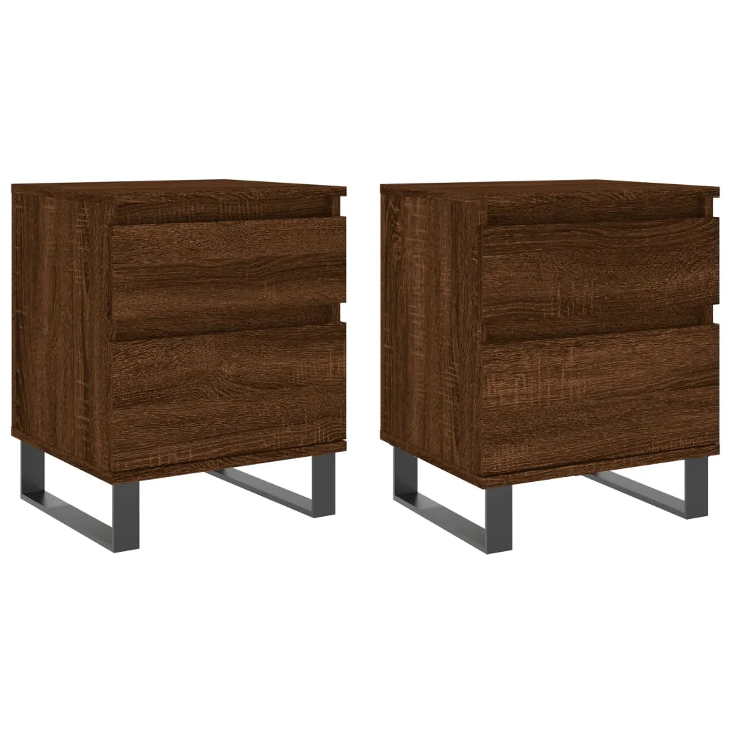 Comodini 2pz Rovere Marrone 40x35x50 cm in Legno Multistrato 830699