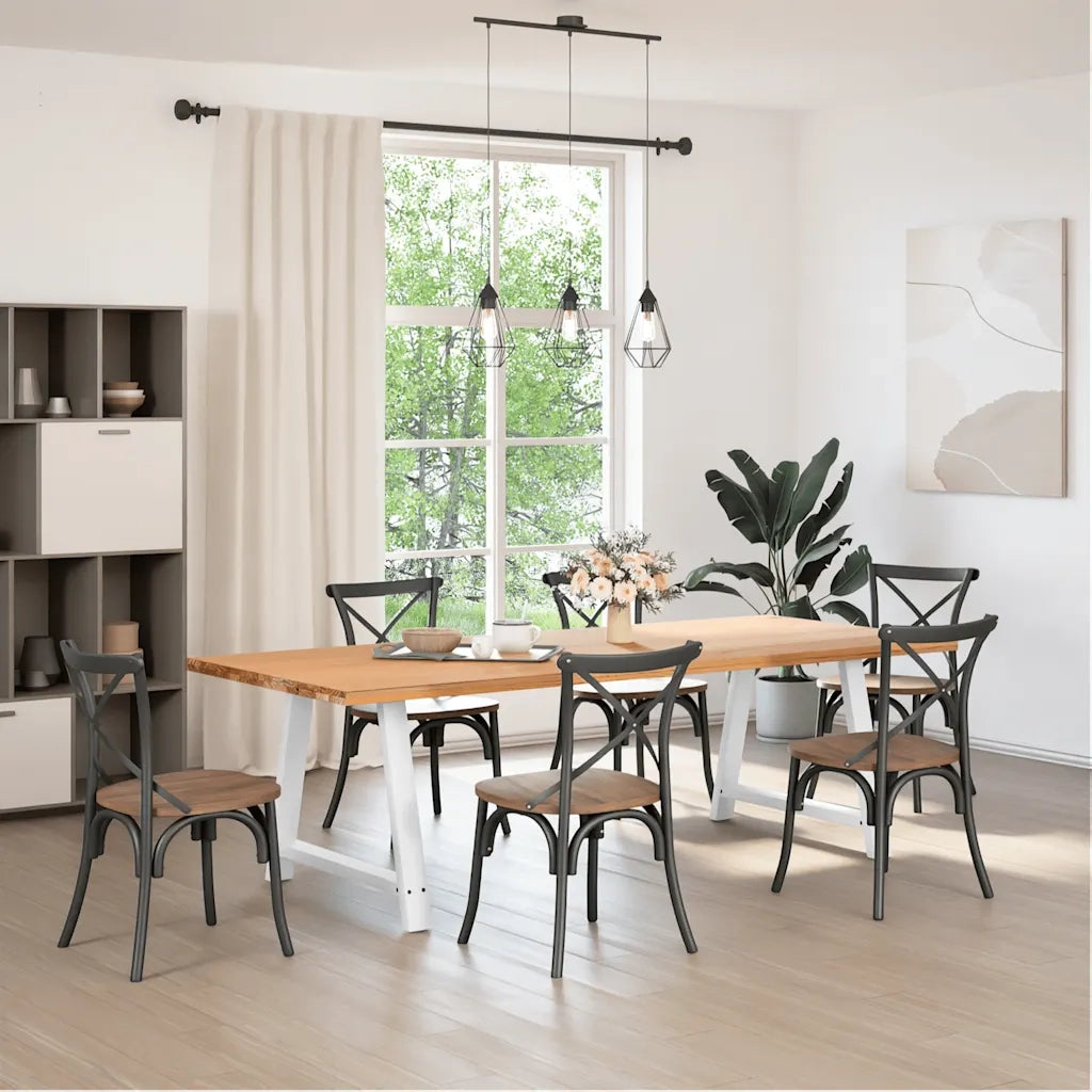 Gambe per tavolo da pranzo a forma di A 2 pz bianche 90x(72-73) cm in acciaio 4012861