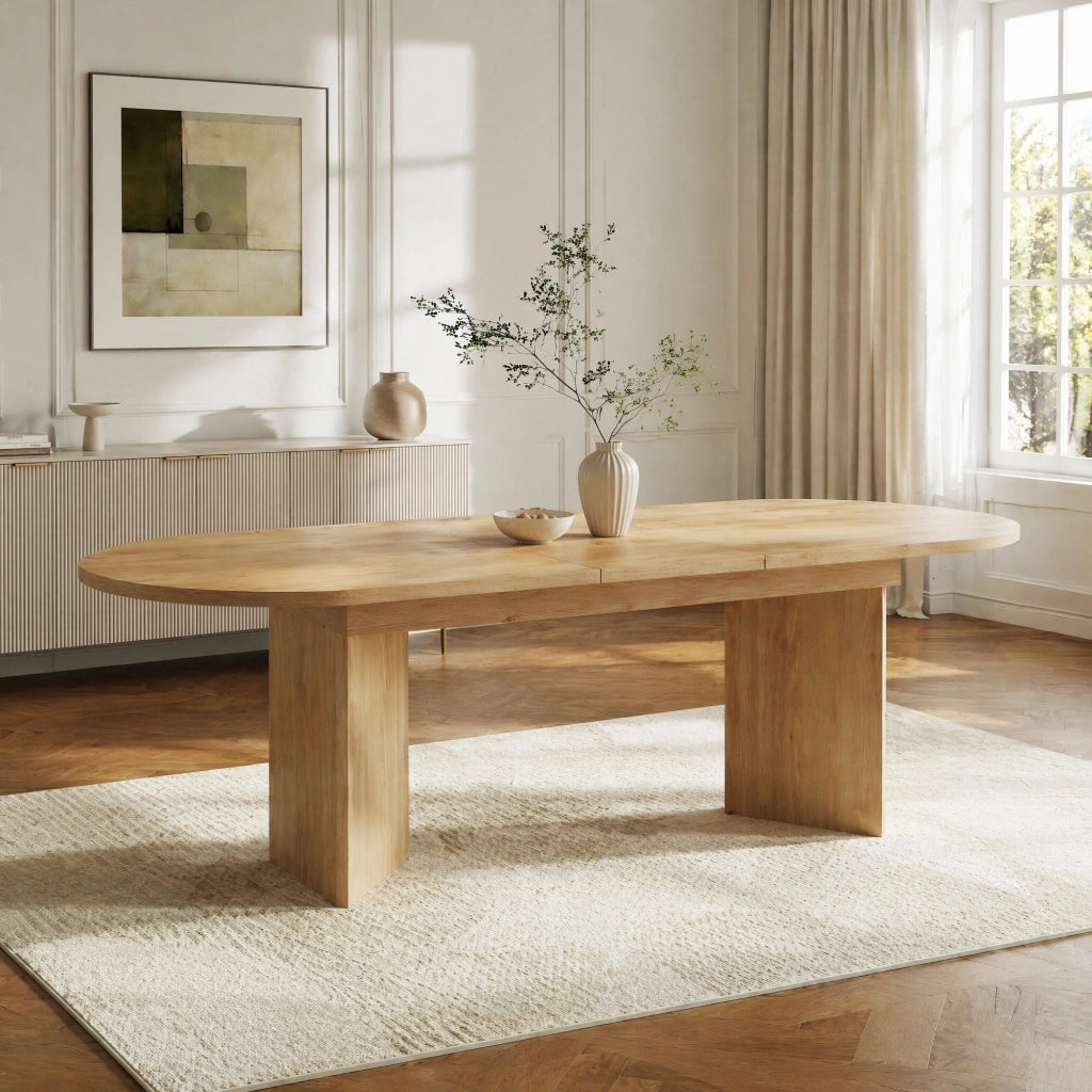 Tavolo da pranzo allungabile 4-8 posti, piano 18 mm, colore rovere, struttura in MDF