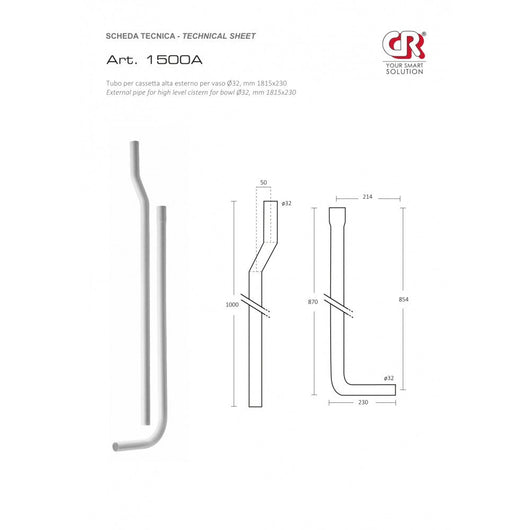 Tubo per cassetta alta d.32 1,85 4mt b00dtg3aue cr1500ac