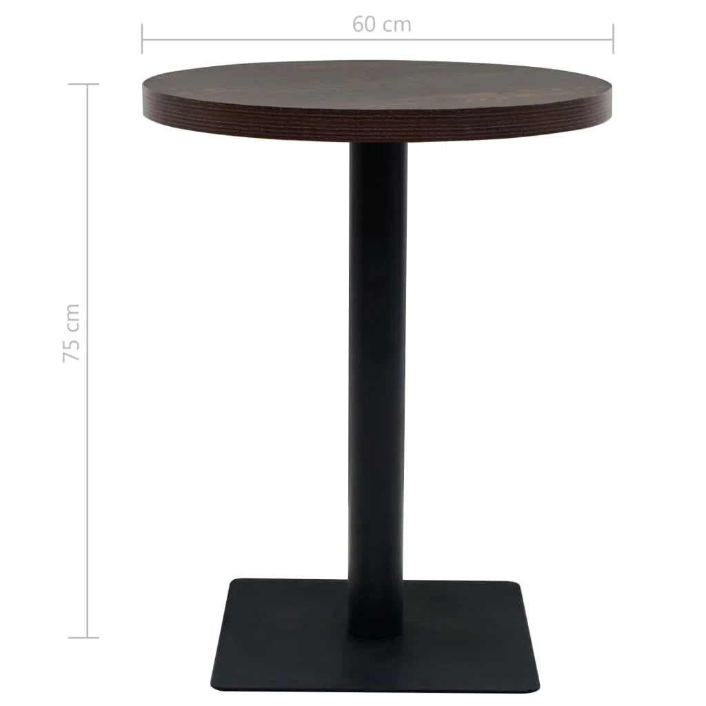 Tavolo alto stile bar/bistrot rotondo MDF e acciaio 60 cm marrone cenere scuro 0902110