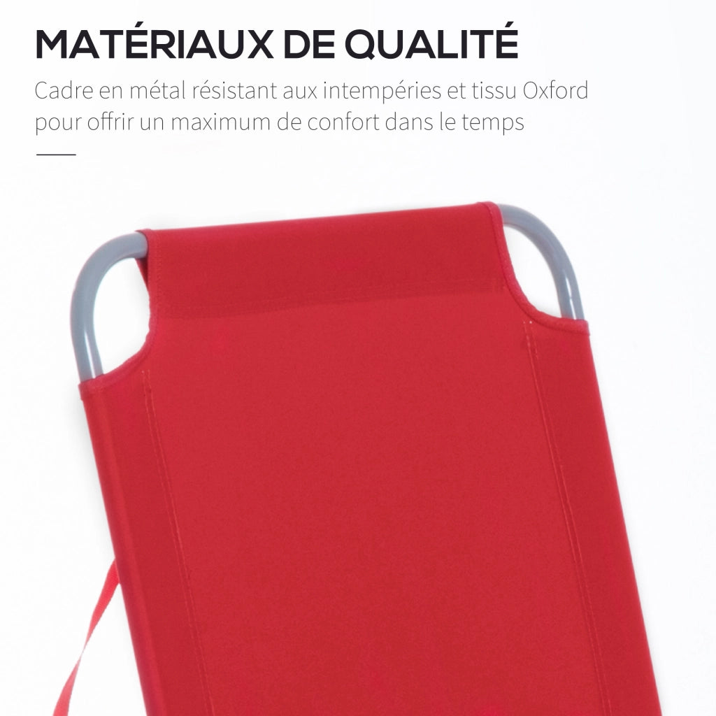 Sdraio Pieghevole Regolabile Poliestere e Metallo Rosso ¨C Zephmum ¨C 100x60