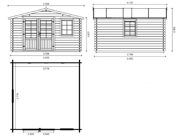 Box in legno Valencia cm400x400 Losa abete grezzo non trattato
