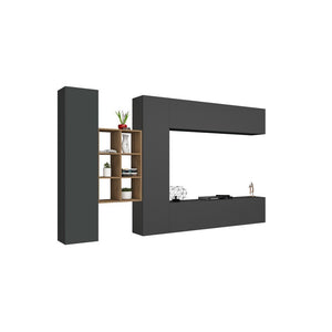 Parete Attrezzata Moderna per Soggiorno 320x30x180cm - ECHO Colore: antracite opaco