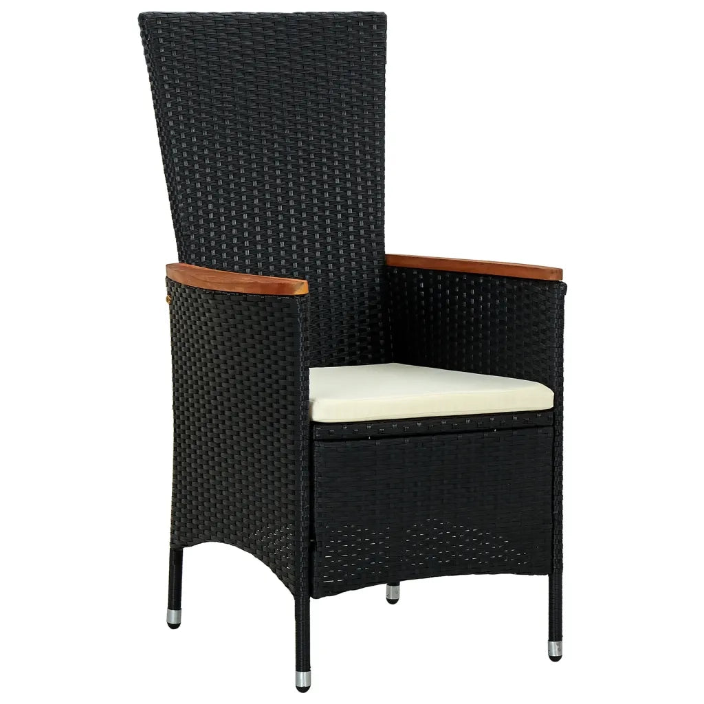 Set da Pranzo da Giardino 7 pz in Polyrattan e Acacia Nero 47681