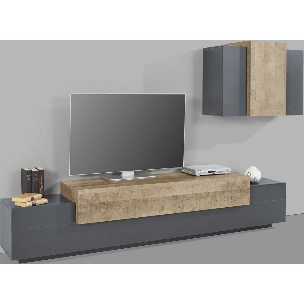 Mobile Porta Tv Moderno 280x45x180cm - CELESTIA Colore: antracite opaco