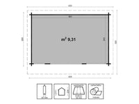 Box in legno Carla 408x268cm infissi doppio vetro pareti 34mm Losa