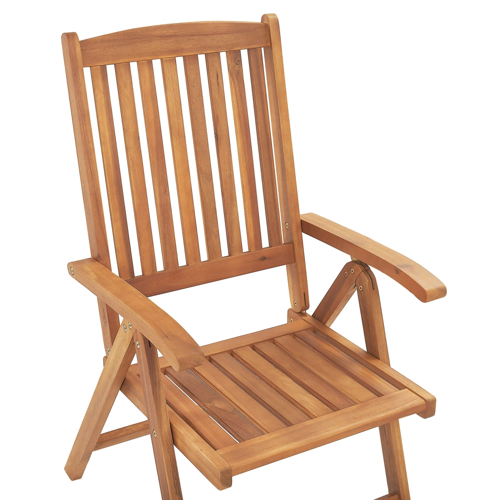 Set di 2 sedie da giardino in legno di acacia chiaro con cuscini bianco sporco pieghevole in stile rustico resistente ai raggi UV
