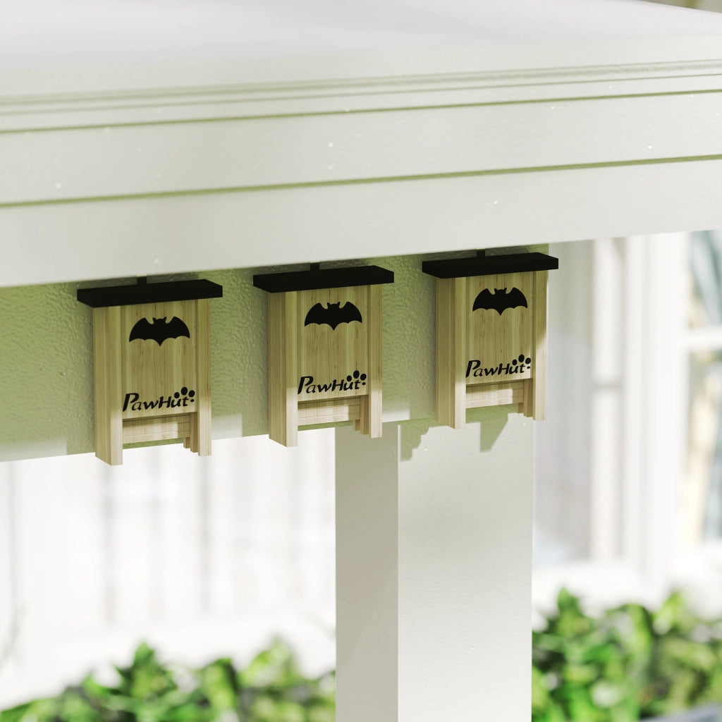 Casetta da giardino per pipistrelli con 3 rifugi, gancio integrato, legno di abete naturale, 18 × 6 × 22,5 cm