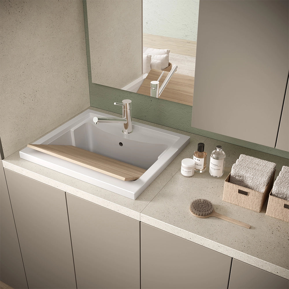 Mobile lavatoio tortora 71x65 cm con ante e vasca in resina Wanda