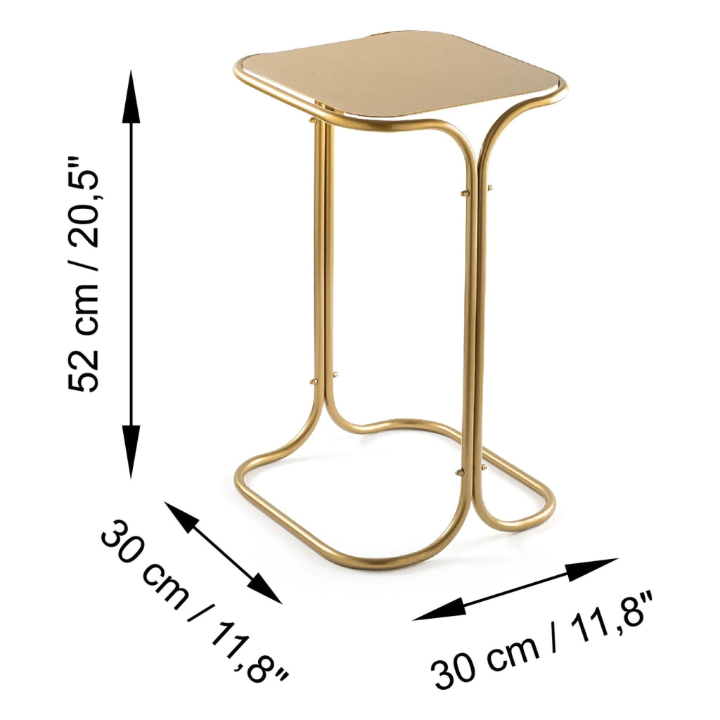 Perrero, Tavolino da Salotto Forma Quadrato, 30x30x52h cm oro