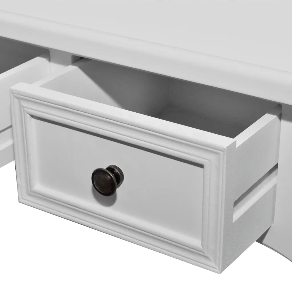 Tavolo Consolle da Trucco con 3 Cassetti Bianco 241143