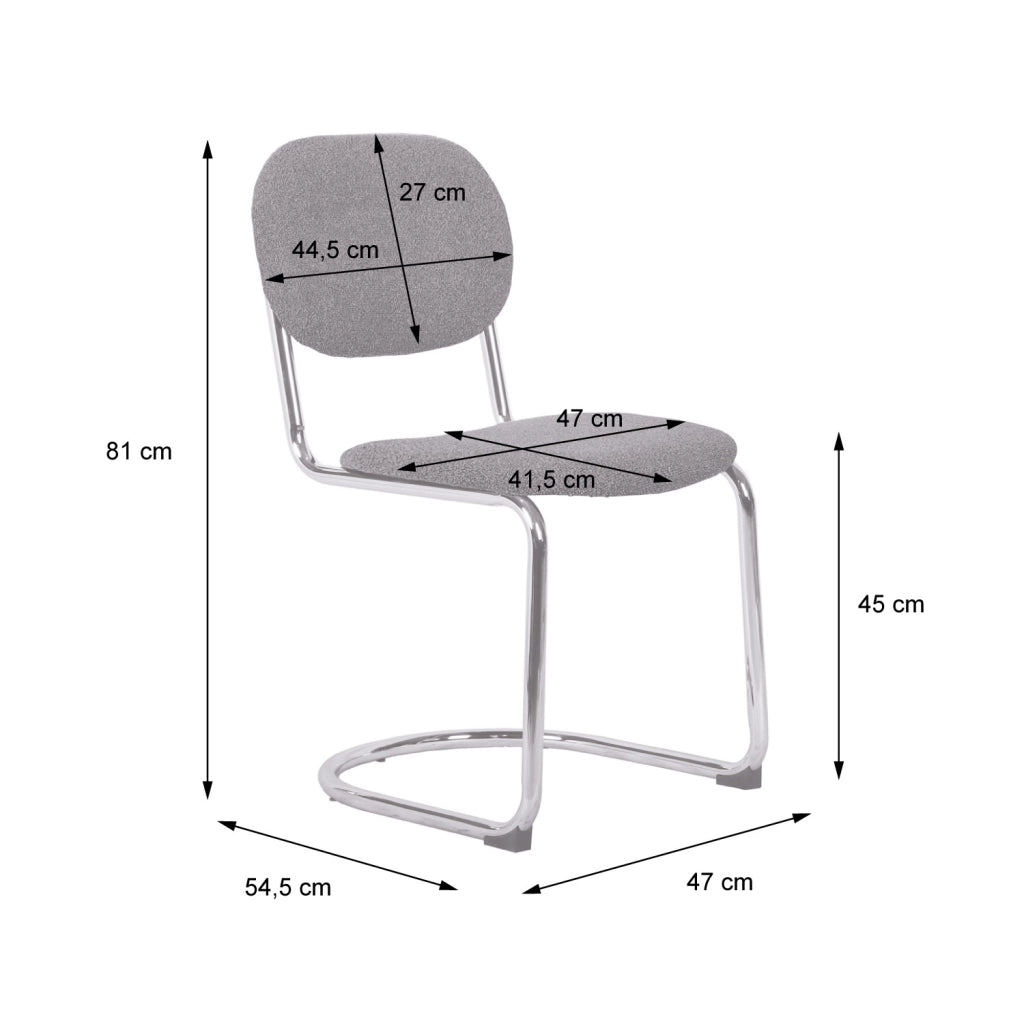 Set 2 sedie arrotondate metallo, velluto a coste e gambe cromate,