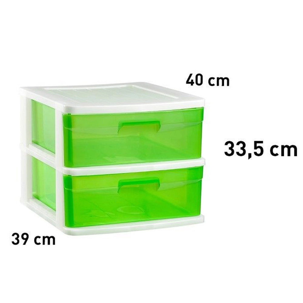 Trade Shop - Cassettiera A 2 Cassetti Piani Per Bricolage E Uso Domestico Colore Verde Pvc -