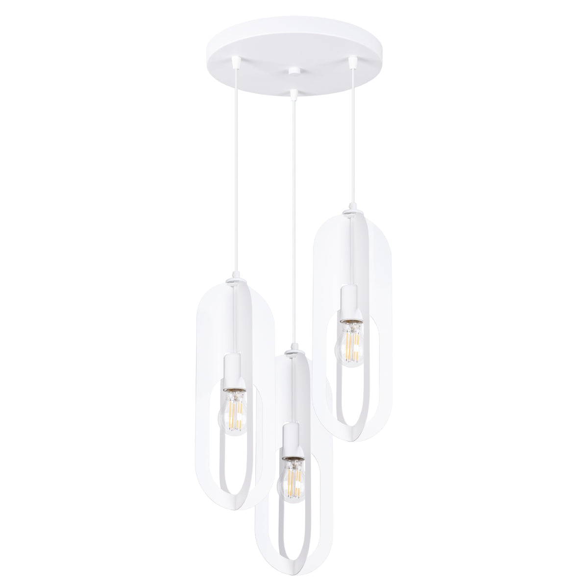 Lampada a sospensione Ocean Green Nicus a 3 luci, acciaio bianco, moderna, 43x130 cm
