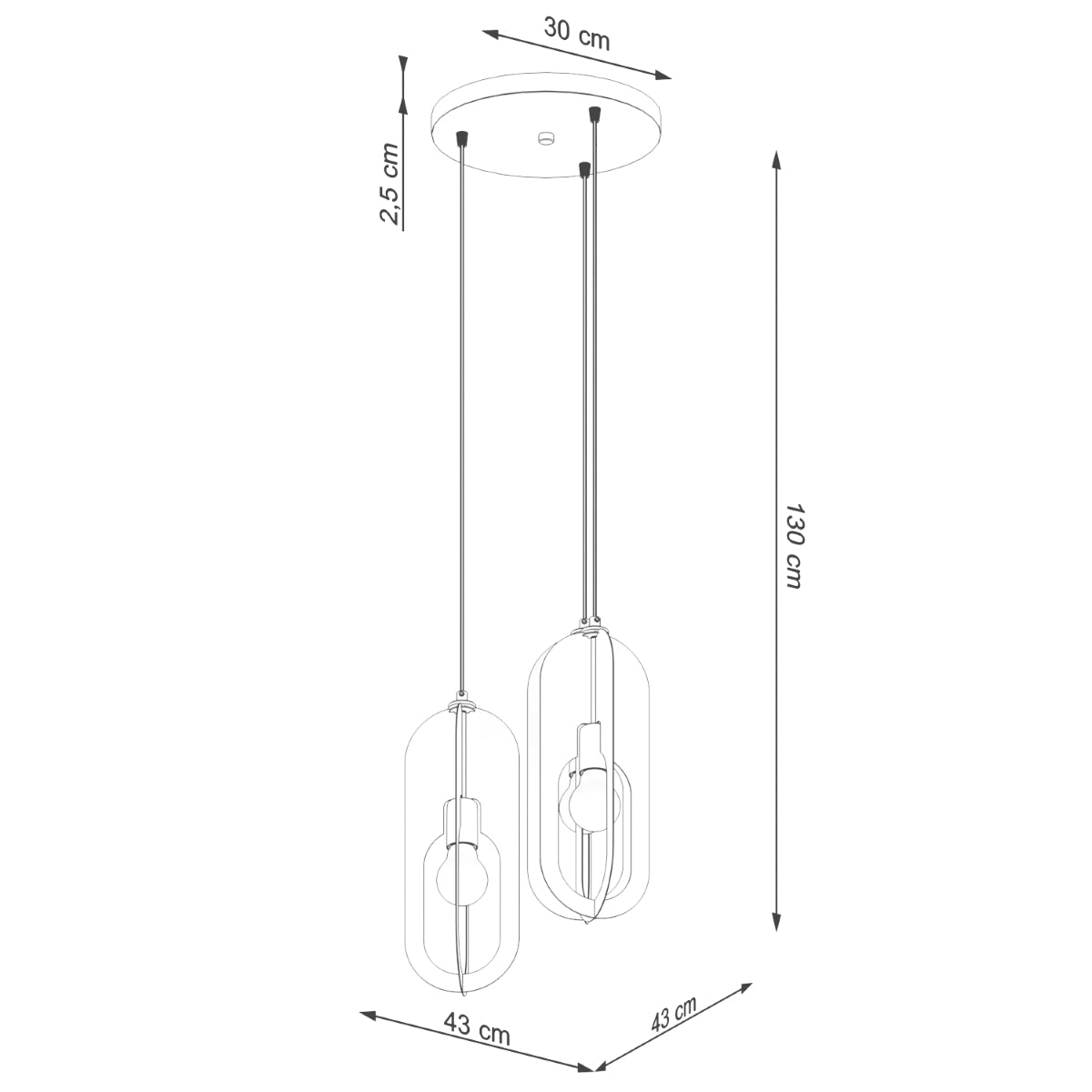 Lampada a sospensione Ocean Green Nicus a 3 luci, acciaio bianco, moderna, 43x130 cm