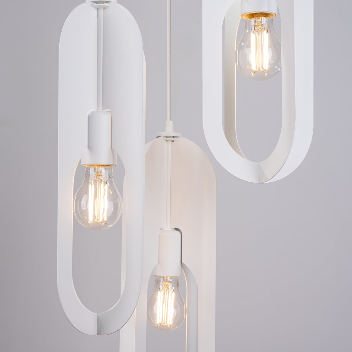 Lampada a sospensione Ocean Green Nicus a 3 luci, acciaio bianco, moderna, 43x130 cm