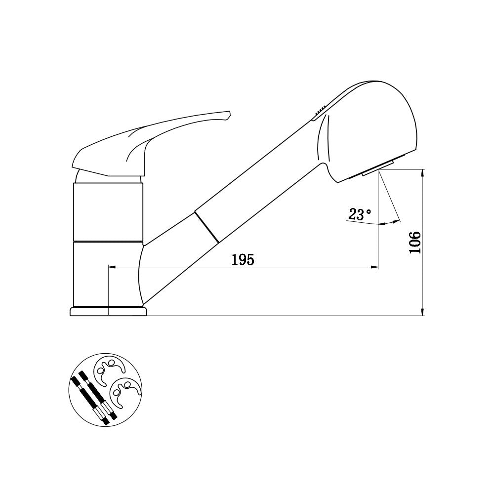 Rubinetto lavello monoforo con doccia estraibile