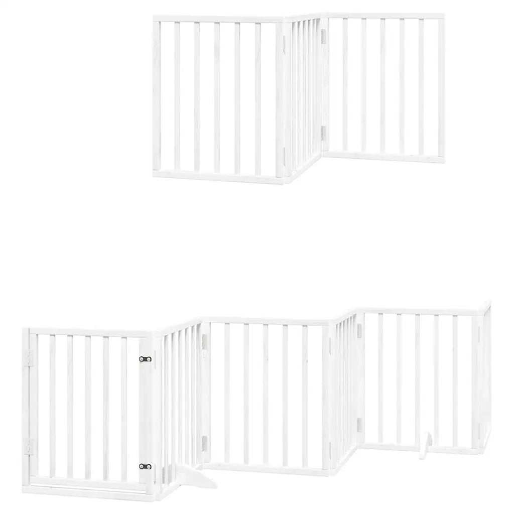 Cancello Cani Porta Pieghevole Bianco 9 Pannelli 450 cm Pioppo 3155535