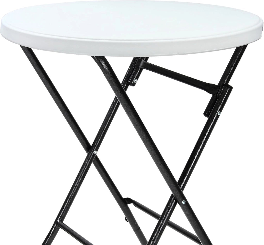 ® Set 2 x Tavolo Pieghevole da Esterno Rotondo Altezza 110 cm in metallo Tavoli da Giardino da Bistrot Bianco Eventi Esterno