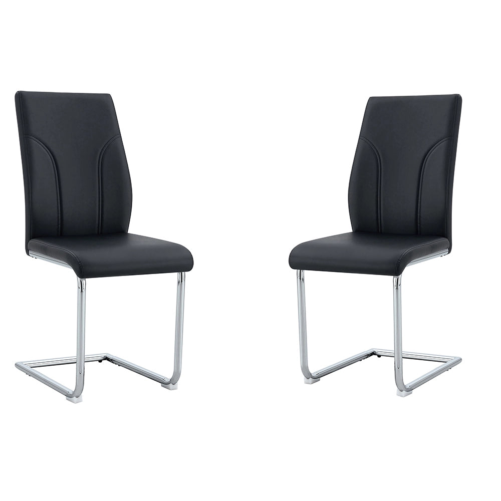 Set 2 sedie da pranzo - Xylo - PU nero gambe argento